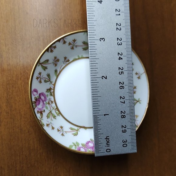 Vintage Limoges France Floral Print Demitasse Teacup and Saucer - Picture 8 of 10